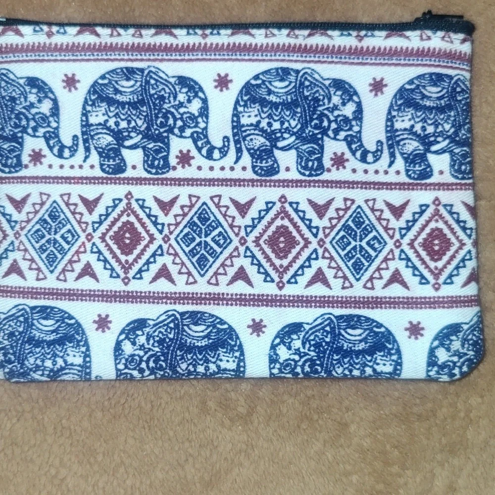 Elephant Patterned Pouch 6.5 In L x 4.5 In D